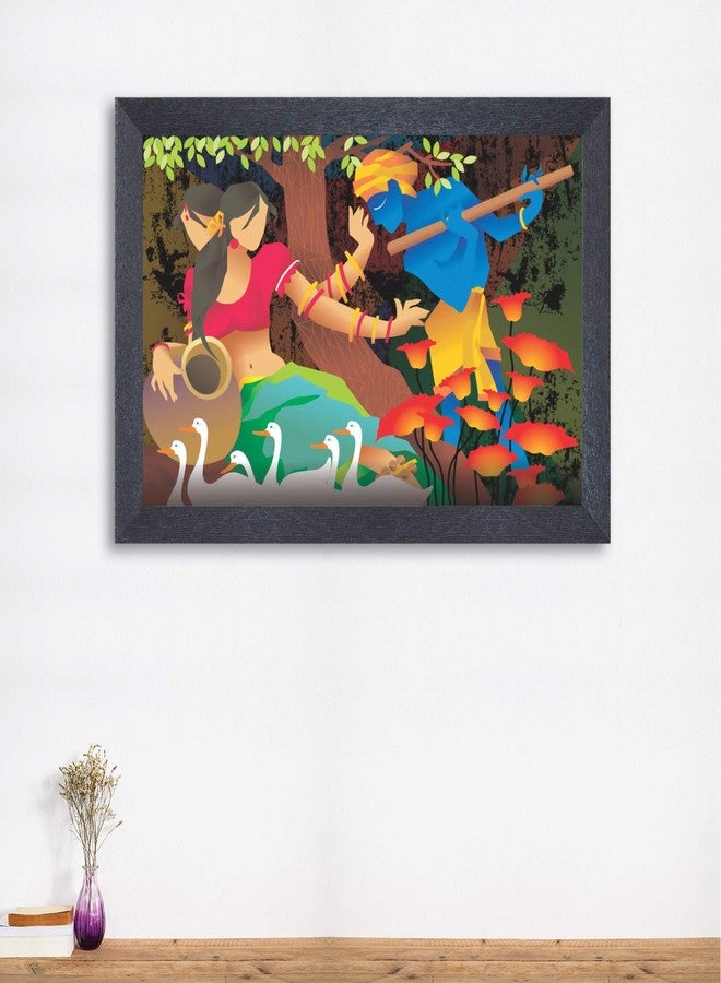 راندم لوحة تجريدية متعددة الألوان مؤطرة (RP-2393)، مقاس 18 بوصة × 12 بوصة - Image 2