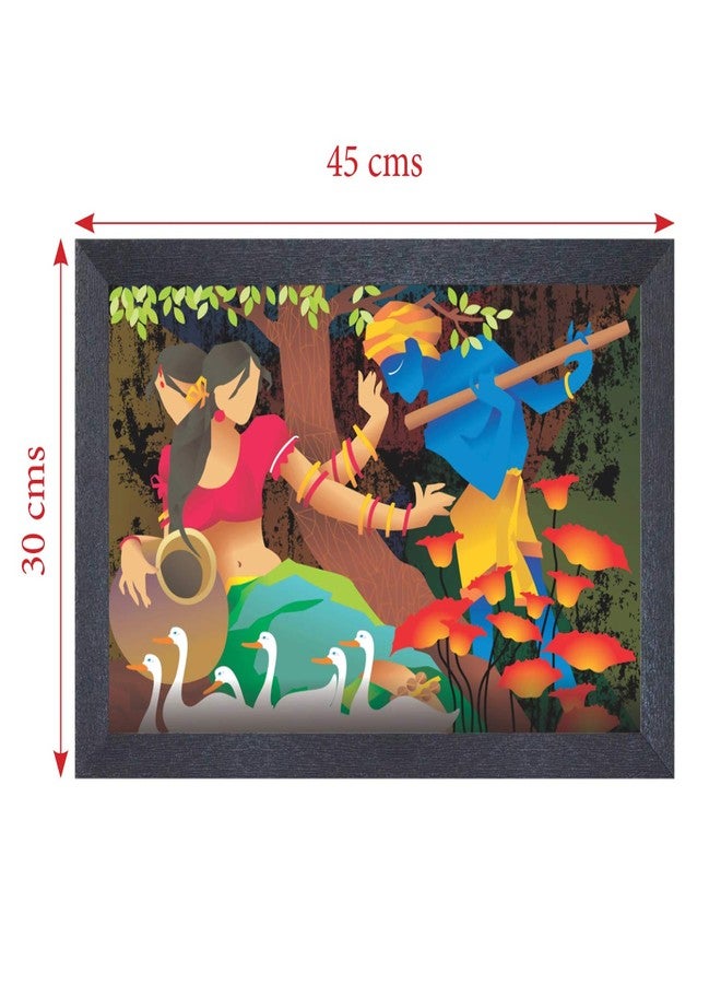 راندم لوحة تجريدية متعددة الألوان مؤطرة (RP-2393)، مقاس 18 بوصة × 12 بوصة - Image 4