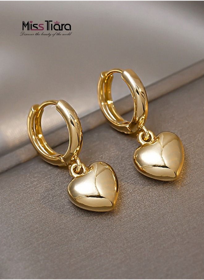 MissTiara Fashion Metal Style Gold Little Heart Shape Earrings  - Image 4
