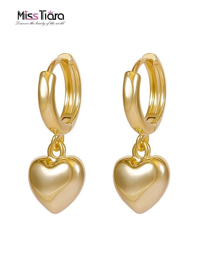 MissTiara Fashion Metal Style Gold Little Heart Shape Earrings  - Image 1