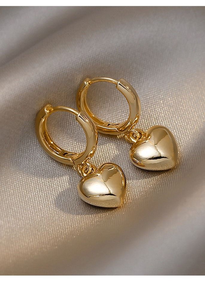 MissTiara Fashion Metal Style Gold Little Heart Shape Earrings  - Image 2