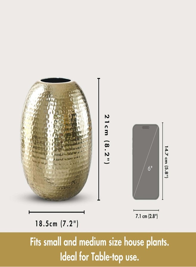 Behoma Metal Oval Shape Vase for Home Decor Decoratives for Living Room Balcony | Best Gift for Birthday Anniversary Diwali Ganpati Onam Festival |Golden 1 Large Pcs (Flowers not Included) - Image 5