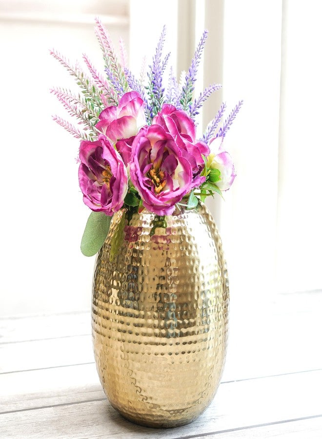 Behoma Metal Oval Shape Vase for Home Decor Decoratives for Living Room Balcony | Best Gift for Birthday Anniversary Diwali Ganpati Onam Festival |Golden 1 Large Pcs (Flowers not Included) - Image 2