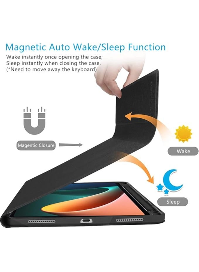 Green Tiger Keyboard case for Redmi Pad SE Ultra-thin PU leather Cover Detachable Bluetooth Keyboard with Arabic and English letter Touchpad supports Multi Viewing Angles compatible for Redmi Pad SE - Image 2