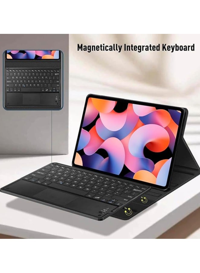 Green Tiger Keyboard case for Redmi Pad SE Ultra-thin PU leather Cover Detachable Bluetooth Keyboard with Arabic and English letter Touchpad supports Multi Viewing Angles compatible for Redmi Pad SE - Image 3