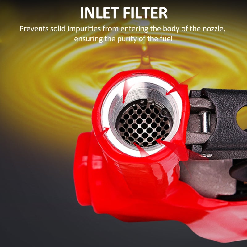 Automatic Diesel Nozzle Red K23786-1 Automatic Locking Fuel Nozzle - Anti-Slip Spring Auto Shut Off Industrial Nozzle for Oil Tank Trucks Outdoor Industries Ships Construction Fields - Image 3
