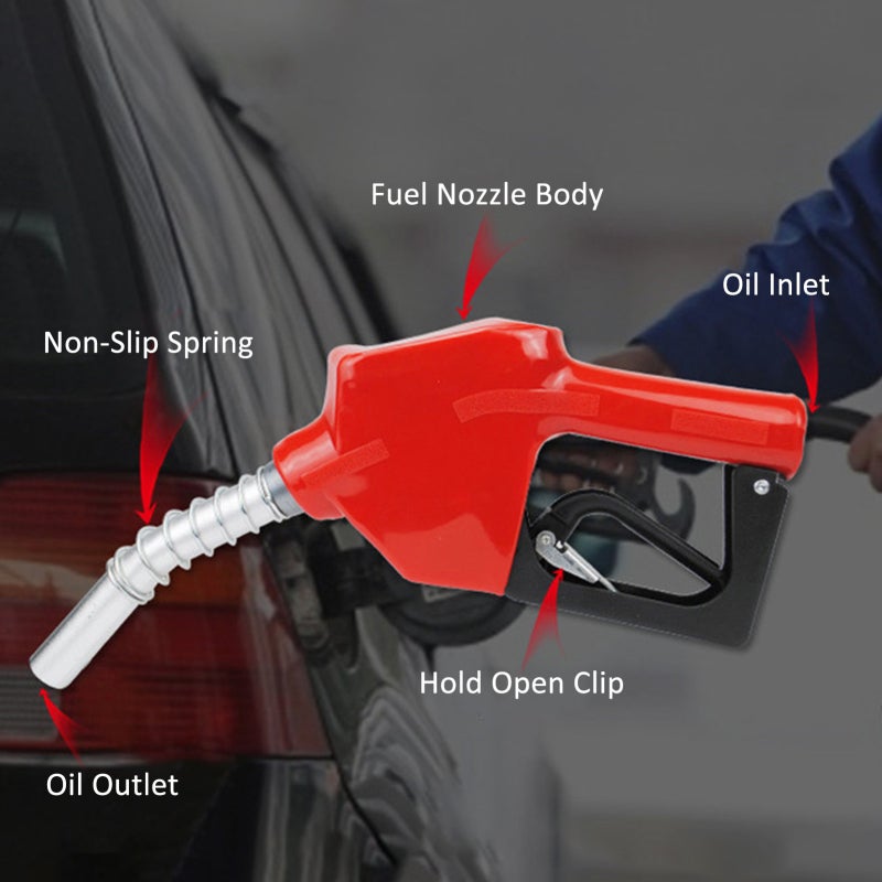 Automatic Diesel Nozzle Red K23786-1 Automatic Locking Fuel Nozzle - Anti-Slip Spring Auto Shut Off Industrial Nozzle for Oil Tank Trucks Outdoor Industries Ships Construction Fields - Image 4
