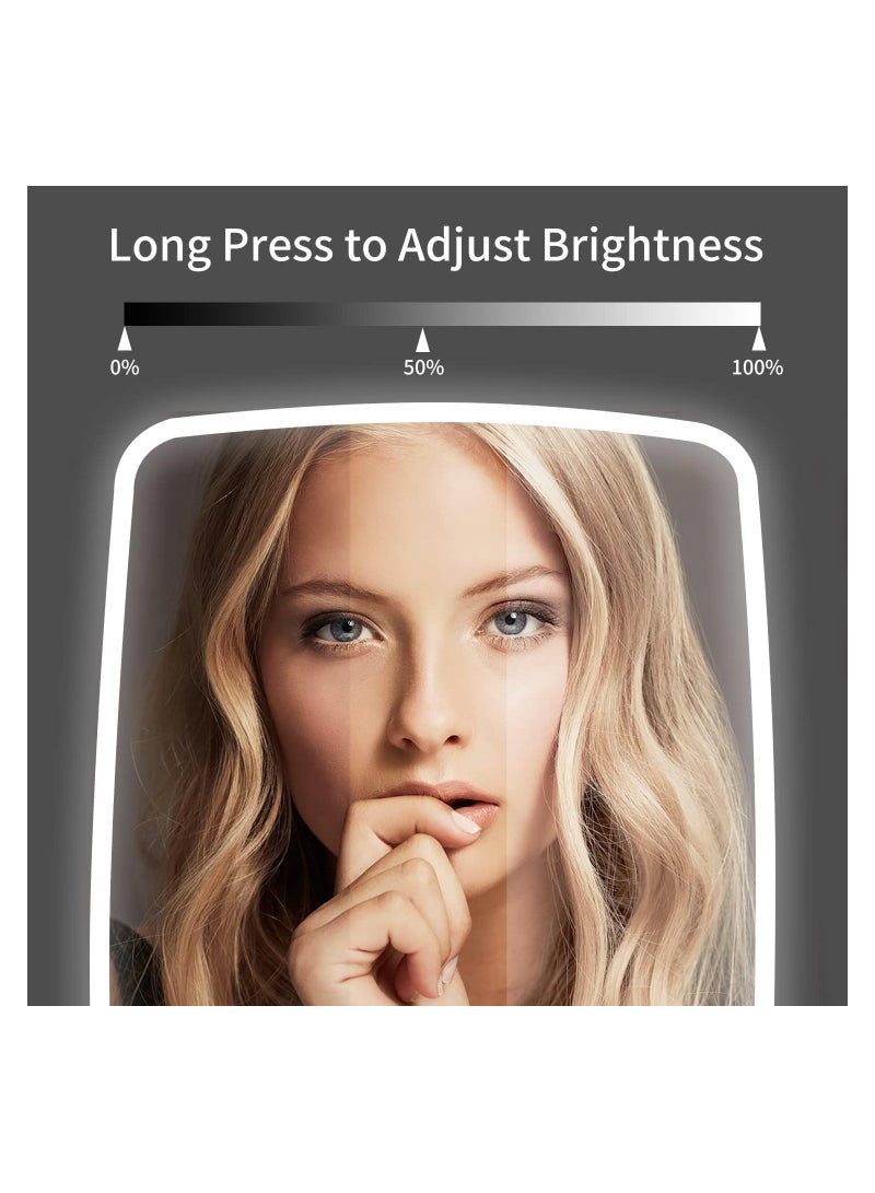 NNEWVANTE Makeup Mirror Touch Screen Vanity Mirror with Lights,Portable Makeup Mirrors LED Brightness Adjustable Mirror USB Rechargeable Cosmetic Mirror  - Image 3