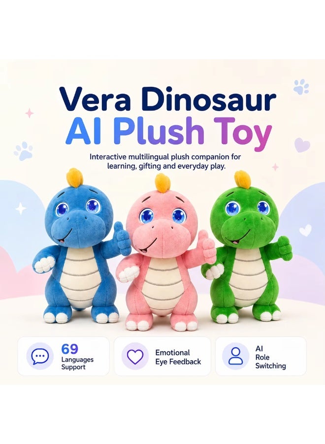AI Plush Toy Vera Dinosaur AI Smart Plush Toy for Kids ChatGPT AI Companion Robot 69 Languages Voice Interaction Storytelling Learning Assistant Emotional Support Dinosaur Toy Birthday Gift - Image 2