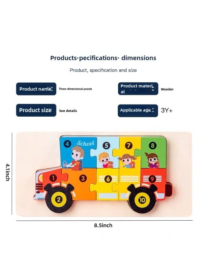 3D Cartoon Cognitive Wooden Large Particle Puzzle Three in One Set Dinosaur Rabbit Pony 2-4 Years Old 3-6 Years Old Children's Toys Parent-Child Interaction Montessori Children's Learning Aids Animal Cartoon Image Color Early Education Toys - Image 5