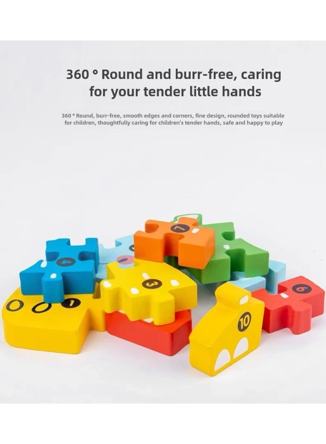 3D Cartoon Cognitive Wooden Large Particle Puzzle Three in One Set Dinosaur Rabbit Pony 2-4 Years Old 3-6 Years Old Children's Toys Parent-Child Interaction Montessori Children's Learning Aids Animal Cartoon Image Color Early Education Toys - Image 4