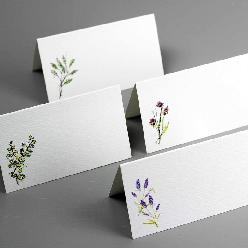 Nancy Nikko HERB Place Cards (4 Herbs) for Dinner Parties and Events. Table Tent Style  Scored for Easy Folding. Available in Packages of 12  24  48 (24) Multi - Image 2