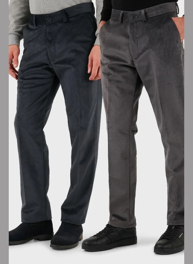 Buratti Normal Waist Regular Fit Straight Leg 2-Pack Velvet Trousers Men's VELVET TROUSERS 645MERLINS2