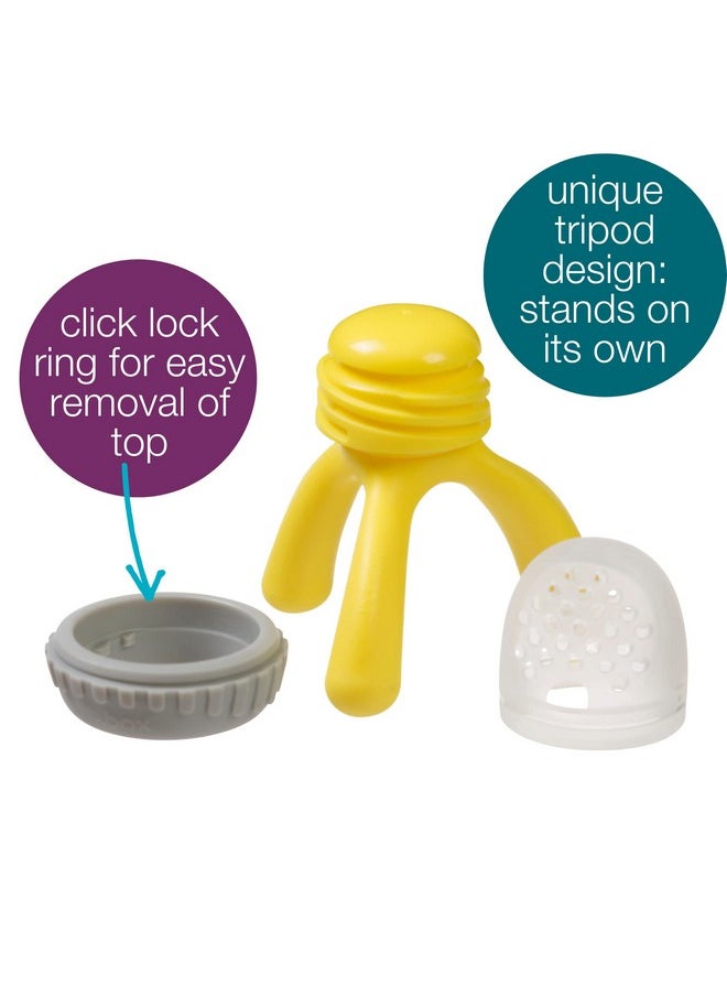 b.box b.box Silicone Fresh Food Feeder. Ages 4 Months+, Tripod Design Easy for Baby to Hold. Perfect for Fresh or Frozen Foods. Cap Included for On The Go. Dishwasher Safe (Lemon Sherbet)  - Image 2