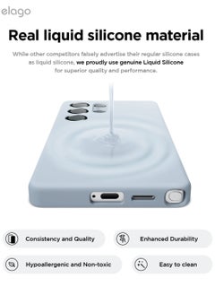 Elago Magnetic Liquid Silicone for Samsung Galaxy S25 Ultra Case Cover Compatible with MagSafe Shockproof - Light Blue  - Image 5