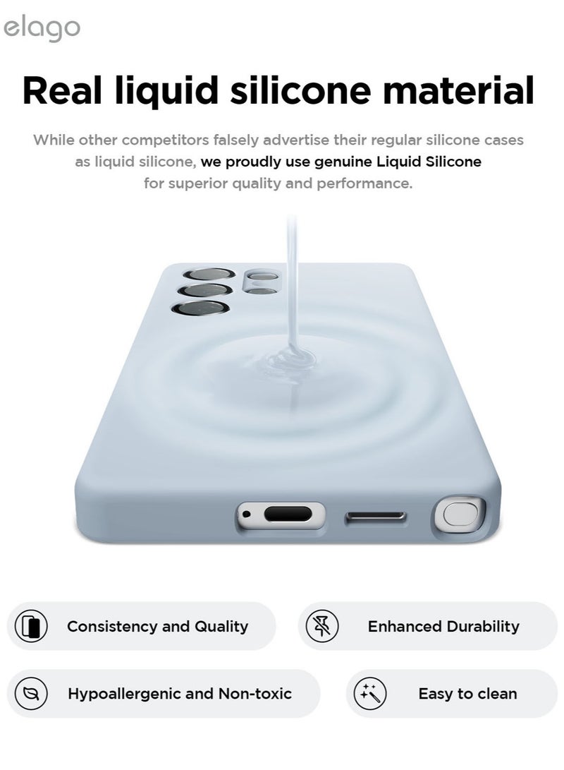 Elago Magnetic Liquid Silicone for Samsung Galaxy S25 Ultra Case Cover Compatible with MagSafe Shockproof - Light Blue - Image 5