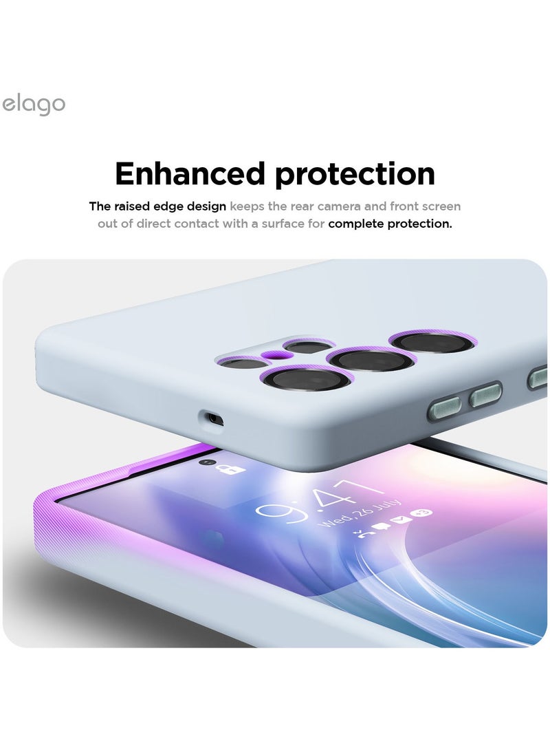 Elago Magnetic Liquid Silicone for Samsung Galaxy S25 Ultra Case Cover Compatible with MagSafe Shockproof - Light Blue - Image 4