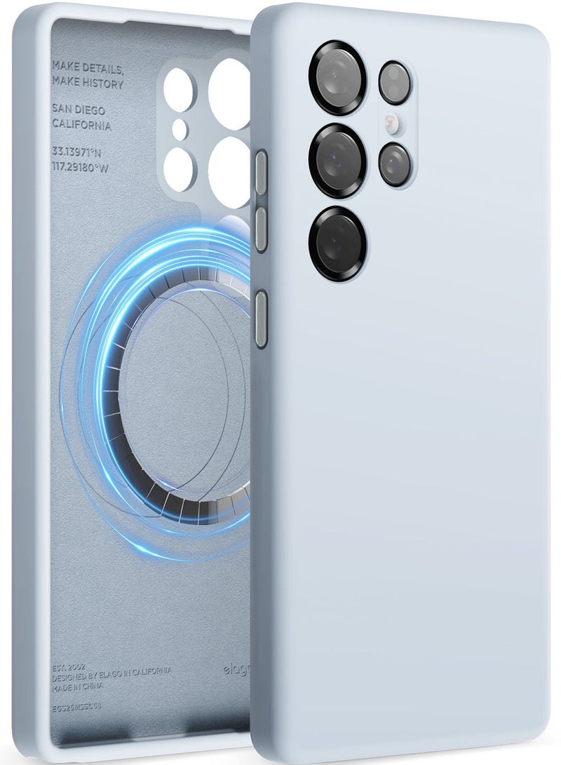 Elago Magnetic Liquid Silicone for Samsung Galaxy S25 Ultra Case Cover Compatible with MagSafe Shockproof - Light Blue - Image 1