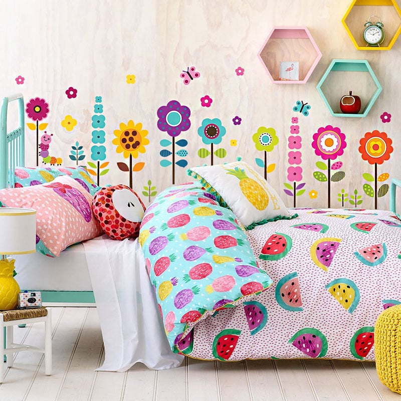 DesignStickers Flower Wall Stickers for Kids - Floral Garden Wall Decals for Girls Room - Removable Toddlers Bedroom Vinyl Nursery Wall Décor [27 Art clings] with Free Bird Gift! - Image 4