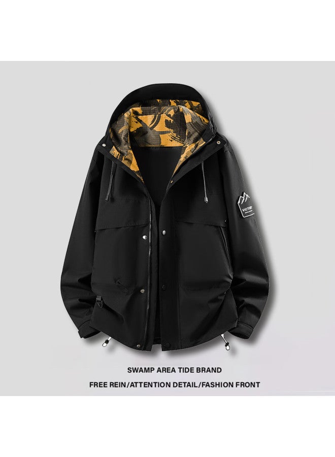 Swamp Area Men's Outdoor Hiking Jacket Spring Autumn Hooded Casual Versatile Coat Swc888 Ivory White 3XL - Image 2