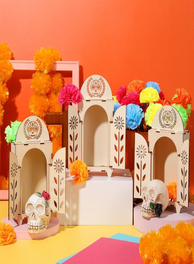 Soaoo صندوق ظلّ Soaoo لعيد الموتى، صندوق ظلّ خشبي لعيد الموتى، زينة جمجمة بابيل بيكادو لعيد الموتى، لوازم مذبح أوفريندا، إطار صورة تذكاري (قطعة واحدة) - Image 5