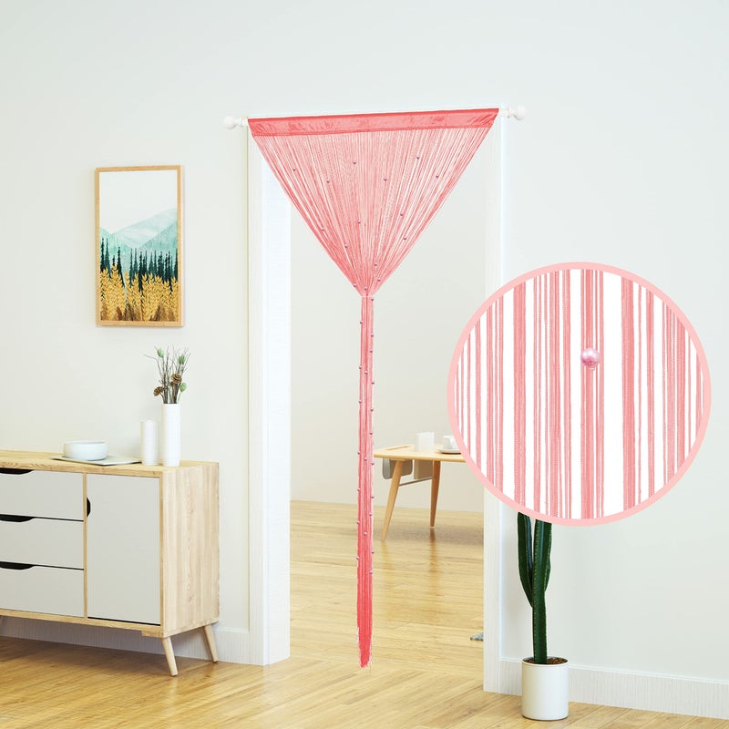 Yaoyue Beaded Curtain Door String Curtains For Doorway Tassels Beads Hanging Fringe Hippie Room Divider Window Hallway Entrance Wall Closet Bedroom Privacy Decor (39?110In/100?280Cm Pink) - Image 2
