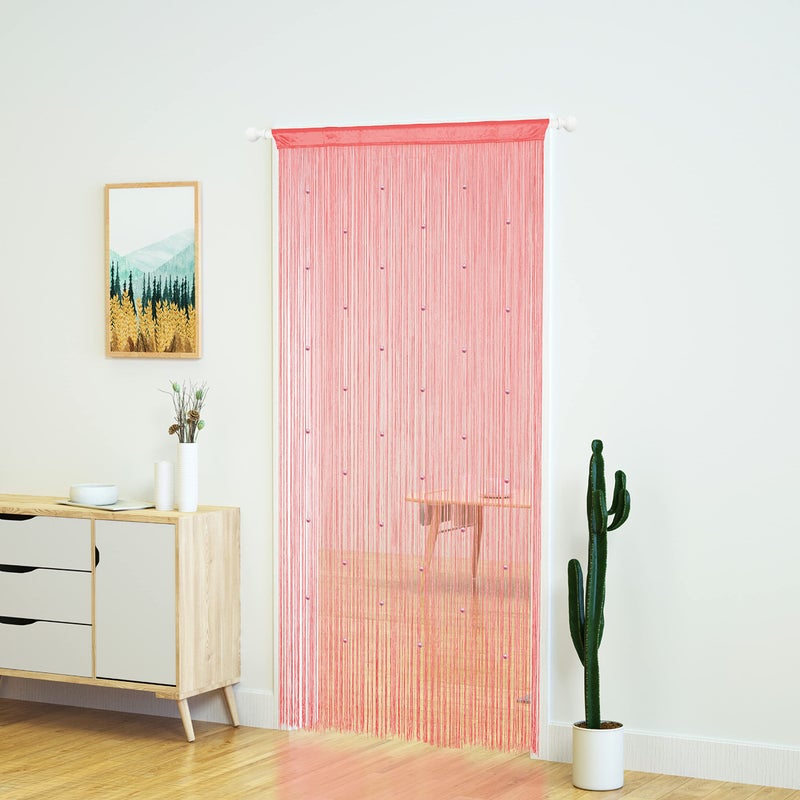 Yaoyue Beaded Curtain Door String Curtains For Doorway Tassels Beads Hanging Fringe Hippie Room Divider Window Hallway Entrance Wall Closet Bedroom Privacy Decor (39?110In/100?280Cm Pink) - Image 3