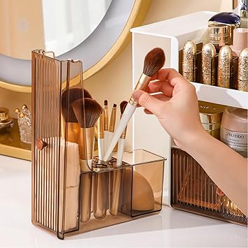 Taylor & Brown Taylor Brown Makeup Organiser Cosmetic Storage Box Make up Organizer Dressing Table Plastic Cosmetics Holder Countertop with Drawer for Beauty Skincare - Image 5
