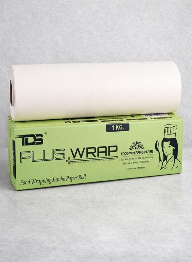 TDS PLUS WRAP ورق تغليف طعام مقاوم للدهون من تي دي إس بلس، لفة 1 كجم | غلاف جامبو مقاوم للزيت وآمن للطعام، مثالي لتغليف المخبوزات والسندويشات والبرغر والوجبات الخفيفة - Image 1
