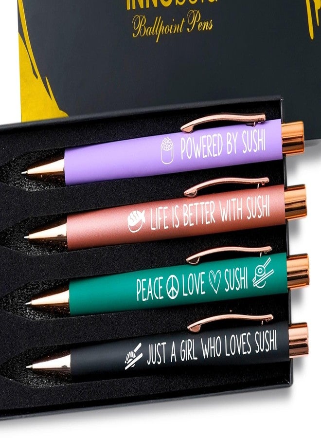 InnoBeta Sushi Gifts, Powered by Sushi, Japanese Gifts, Ballpoint Pen Set of 4 - Image 1