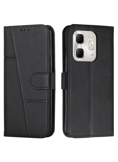 For Infinix Smart 9 Cover,Protective Infinix Smart 9 Case Premium Leather Wallet Case with Card Holder Kickstand Magnetic Closure Flip Folio Case Cover for Infinix Smart 9,Black