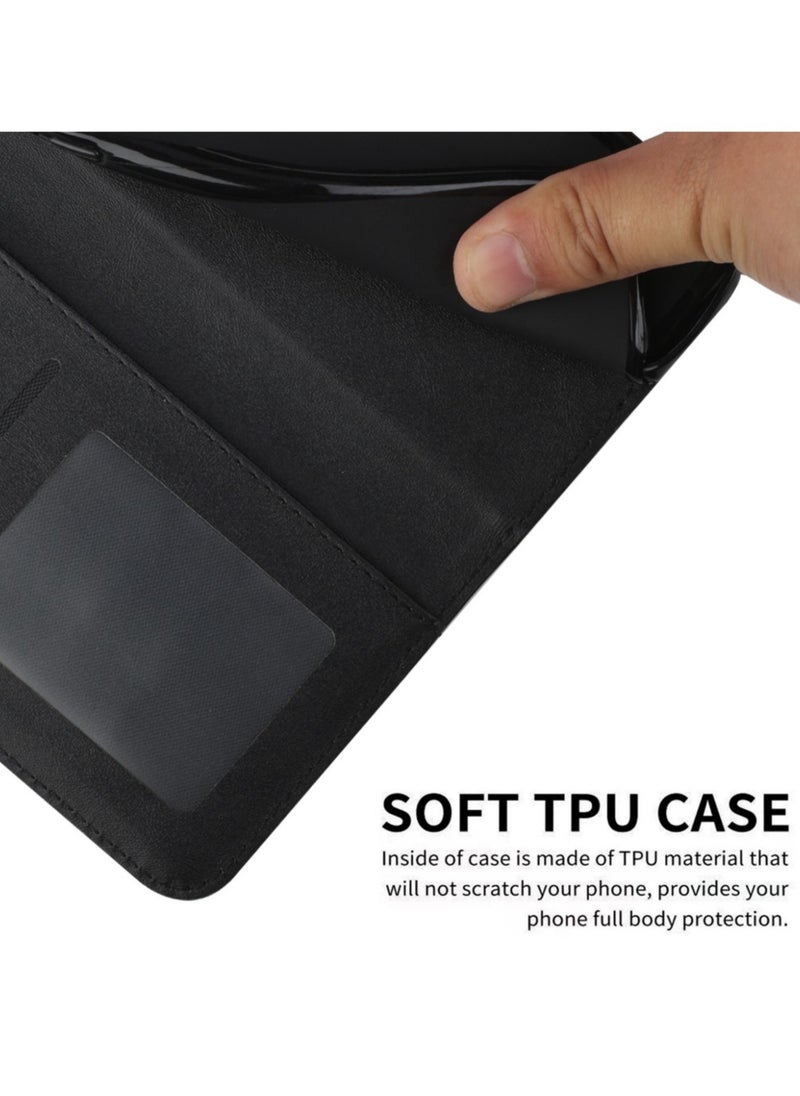 Generic - For Infinix Smart 9 Cover,Protective Infinix Smart 9 Case Premium Leather Wallet Case with Card Holder Kickstand Magnetic Closure Flip Folio Case Cover for Infinix Smart 9,Black - Image 1