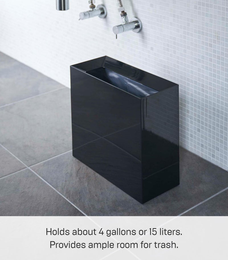 YAMAZAKI Home Tower Trash Can - Modern Garbage Waste Basket with Handle for Kitchen Bedroom Bathroom Office - Abs Plastic - 4 Gallons, 15 Liters - Image 3