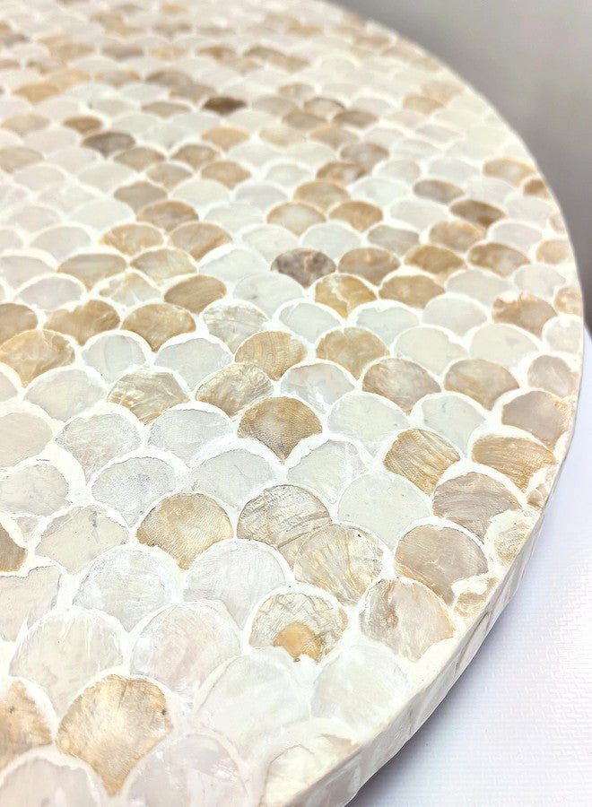 i-lan 17 Inch Mother of Pearl Lazy Susan Turnable Gold Squama Large Decorative Round Rotating Tray for Dining Table,Cabinet,Countertop,Kitchen and Tabletop. - Image 4