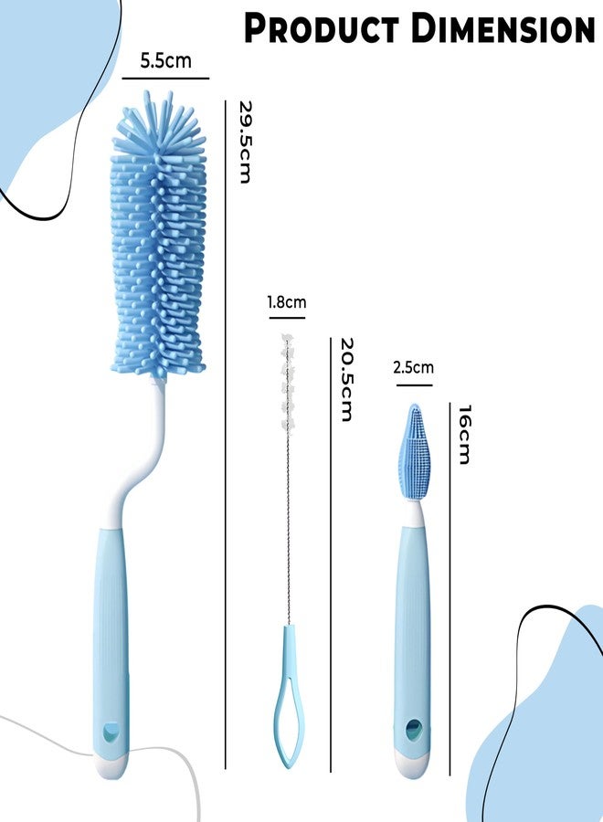 Bembika Baby Bottle Brushes: The Ultimate Bottle Brush Set for Your Baby's Feeding Bottle Brush and Nipple Cleaner Brush Needs Sky Blue Set of 3 - Image 3