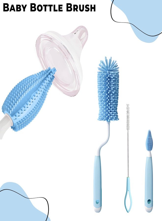 Bembika Baby Bottle Brushes: The Ultimate Bottle Brush Set for Your Baby's Feeding Bottle Brush and Nipple Cleaner Brush Needs Sky Blue Set of 3 - Image 2