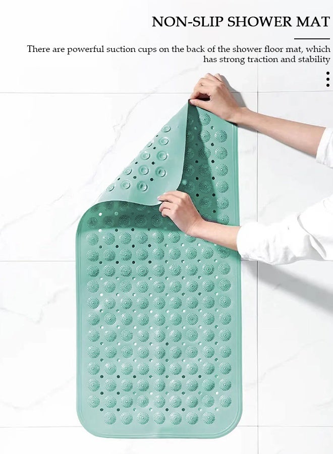DUNISO Anti Slip Bathroom Mat Shower Mat Waterproof Mat Foot Massage Mat With Drain Holes And Suction Cups 35*69cm Bath Mat For Tub, Toilet And Bathroom Floors Green - Image 3