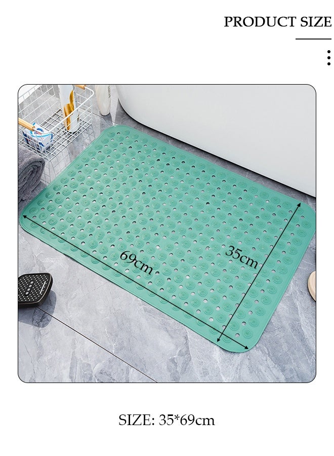 DUNISO Anti Slip Bathroom Mat Shower Mat Waterproof Mat Foot Massage Mat With Drain Holes And Suction Cups 35*69cm Bath Mat For Tub, Toilet And Bathroom Floors Green - Image 2