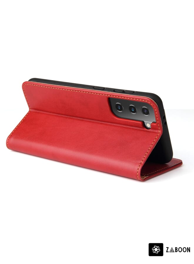 Zaboon Protective Case For Samsung Galaxy S21 FE 5G Fierre Shann PU Genuine Leather Texture Leather - Image 4