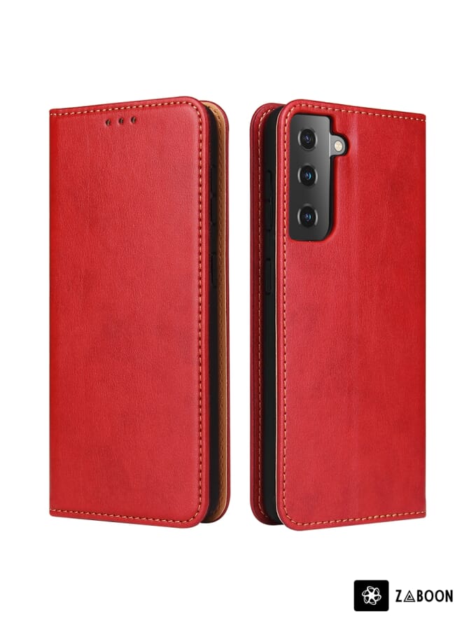 Zaboon Protective Case For Samsung Galaxy S21 FE 5G Fierre Shann PU Genuine Leather Texture Leather - Image 1