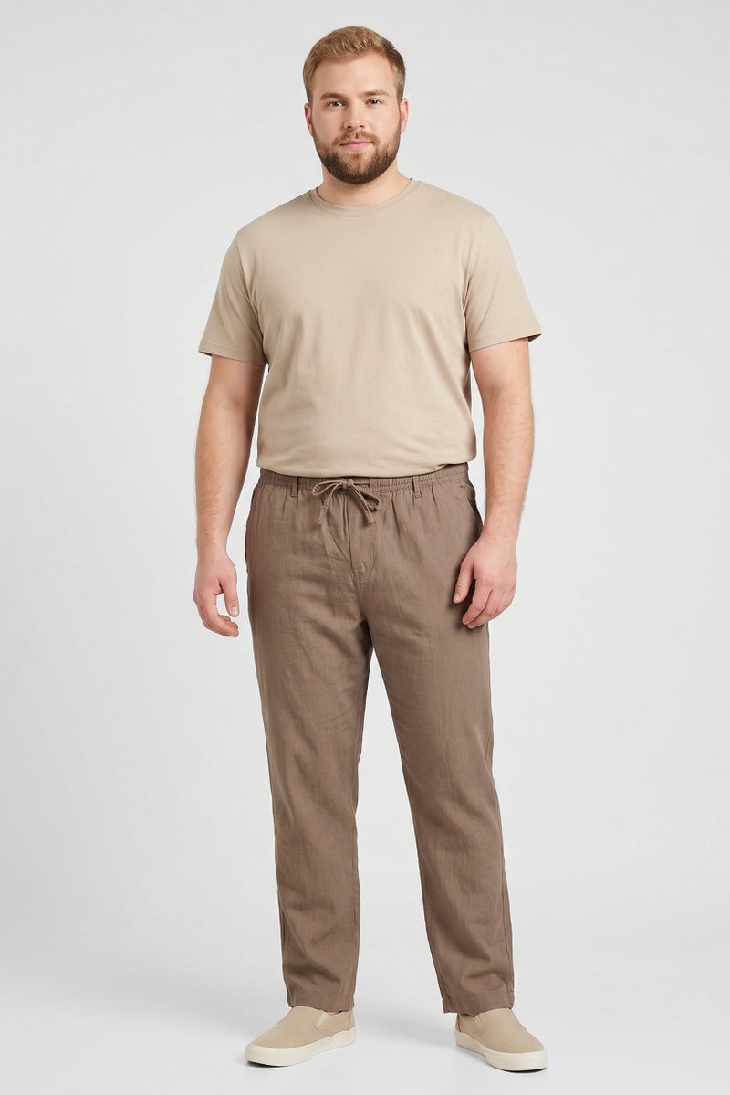 Threadbare Men Straight Fit Solid Straight Leg Pants, Light Brown - Image 2