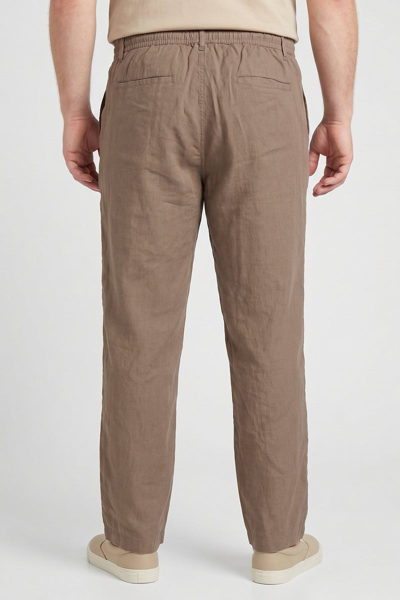 Threadbare Men Straight Fit Solid Straight Leg Pants, Light Brown - Image 4