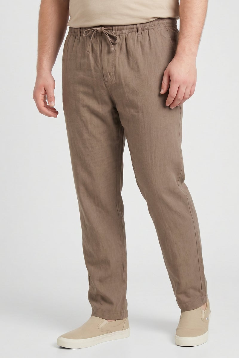 Threadbare Men Straight Fit Solid Straight Leg Pants, Light Brown - Image 1