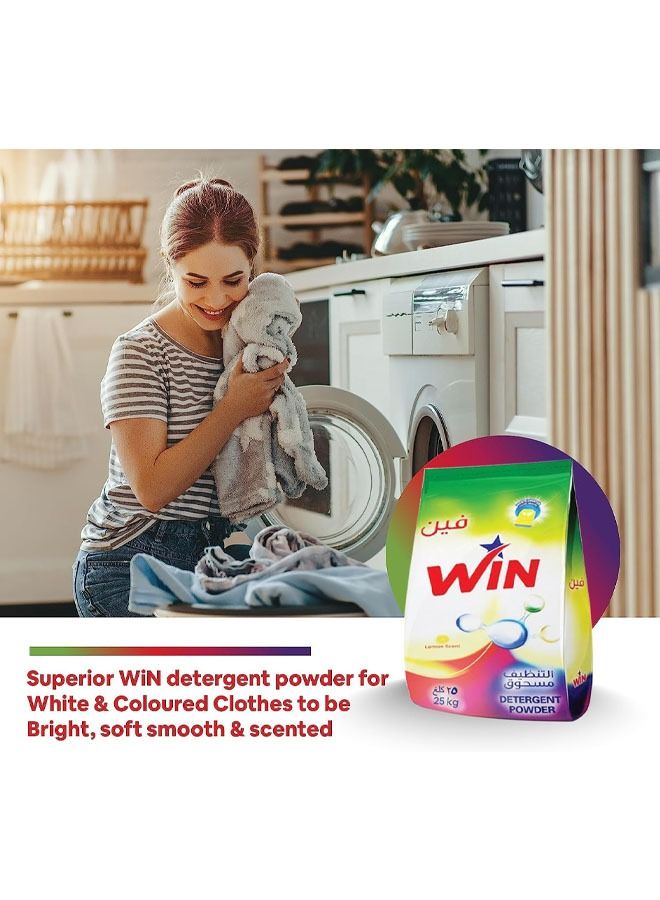 WIN Superior Laundry Detergent Washing Powder for White and Coloured Clothes - Lemon Scent 5KG Pack of 3  - Image 2