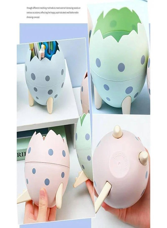 Dhakshy Dinosaur Egg Shape Plastic Pencil Holder Storage Box Desktop Organizer Pen Stand For Office & Study Table, Makeup Brush Holder, Stationary, Multicolor (1Pcs) (Green) - Image 4