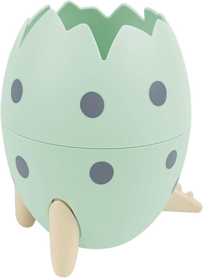 Dhakshy Dinosaur Egg Shape Plastic Pencil Holder Storage Box Desktop Organizer Pen Stand For Office & Study Table, Makeup Brush Holder, Stationary, Multicolor (1Pcs) (Green) - Image 1