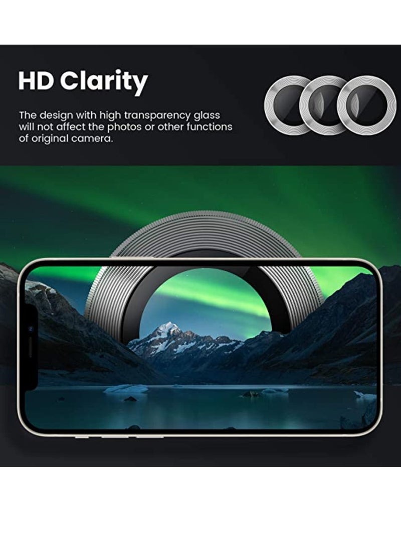 Yuwell iPhone 12 Pro Camera Lens Protector Compatible With Apple iPhone Keep Original Camera HD Glass iPhone 12 Pro Max Camera Lens Protector Silver - Image 2