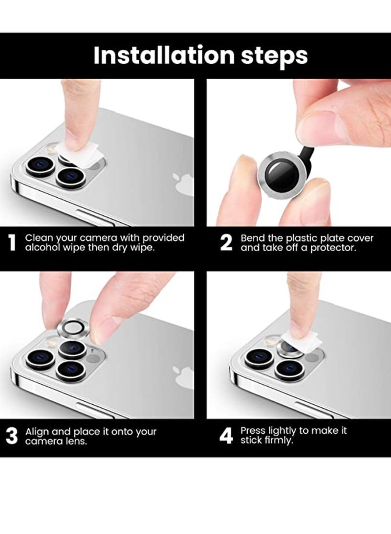 Yuwell iPhone 12 Pro Camera Lens Protector Compatible With Apple iPhone Keep Original Camera HD Glass iPhone 12 Pro Max Camera Lens Protector Silver - Image 5