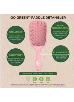 Wet brush Hair Brush Go Green Paddle Detangler Pink, Larger Surface IntelliFlex Bristles Gentle Knot Removal, AquaVent Design Effortless Brushing, Longer Hair  - Image 4