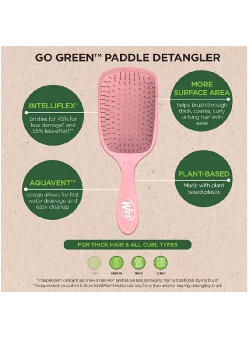 Wet Brush Hair Brush Go Green Paddle Detangler Pink, Larger Surface IntelliFlex Bristles Gentle Knot Removal, AquaVent Design Effortless Brushing, Longer Hair - Image 4